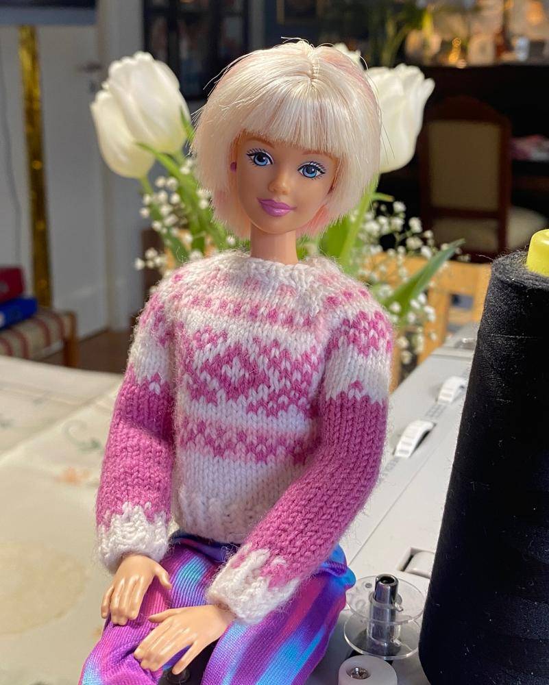 Fair Isle Knit Barbie Doll Sweater Project