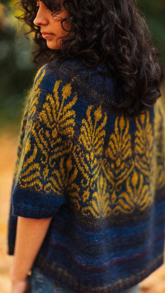 Fair Isle Knit Sweater with Botanical Motifs