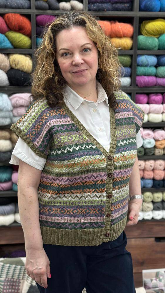Fair Isle Knitted Waistcoat with Geometric Patterns