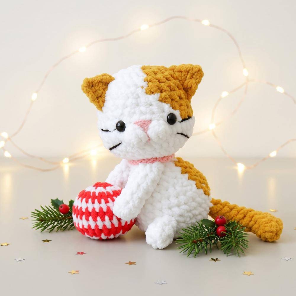 Festive Amigurumi Cat Ornament Project