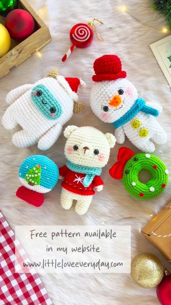 Festive Amigurumi Christmas Critters Crochet Set