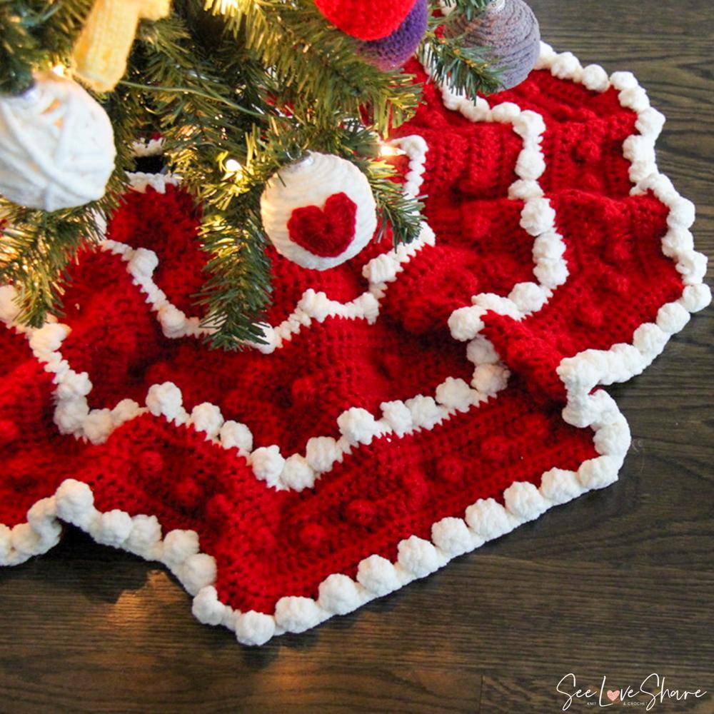 Festive Bobble Stitch Crochet Tree Skirt