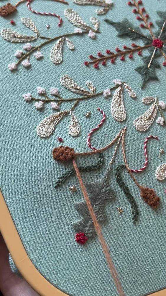 Festive Chain Stitch Holiday Embroidery Project