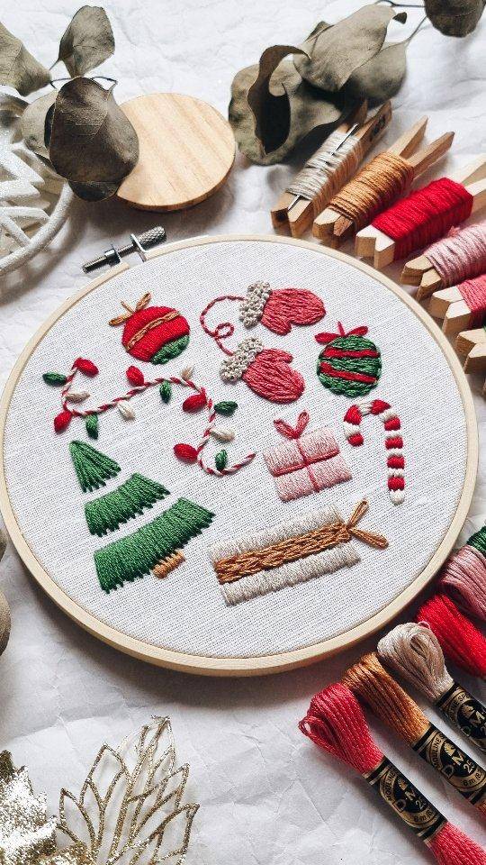 Festive Christmas Embroidery Hoop Art