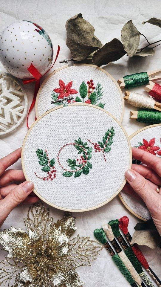 Festive Christmas Embroidery Hoop Art