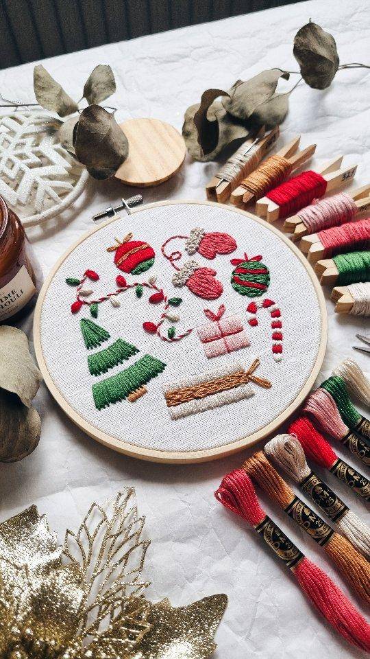 Festive Christmas Embroidery Hoop Art