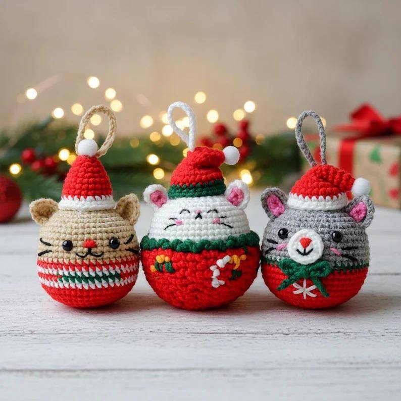 Festive Crochet Christmas Critter Ornaments