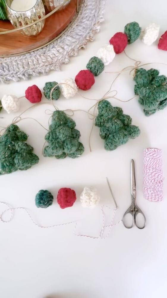 Festive Crochet Christmas Tree Garland