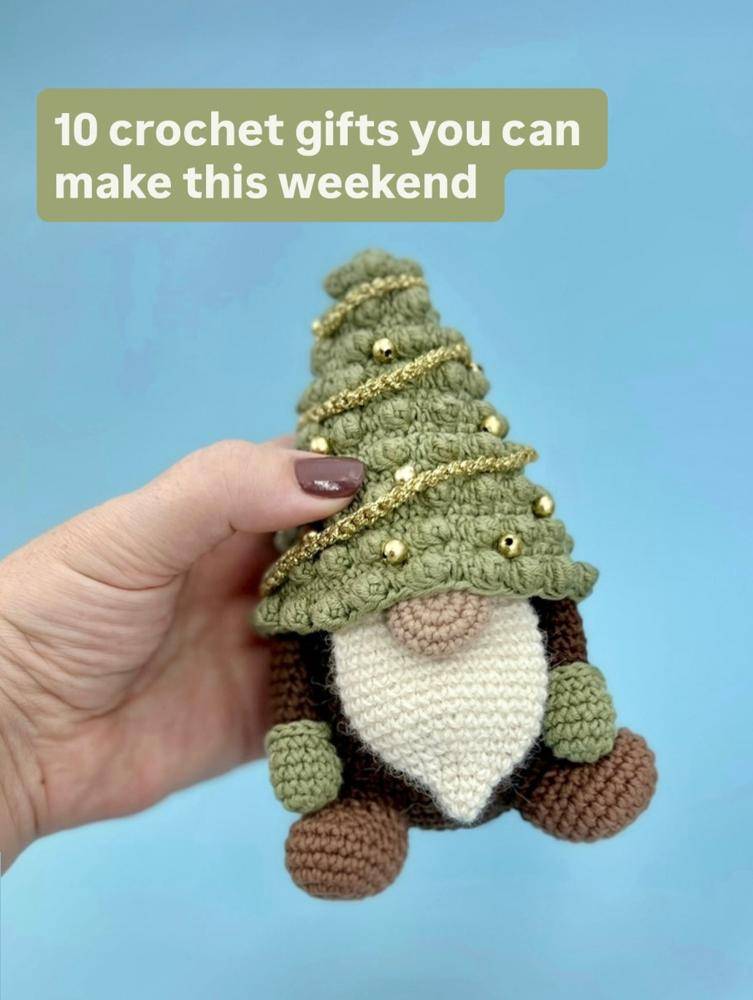 Festive Crochet Christmas Tree Gnome Ornament