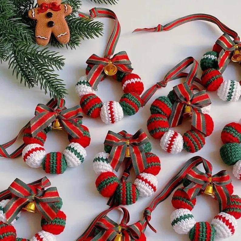 Festive Crochet Christmas Wreath Ornaments