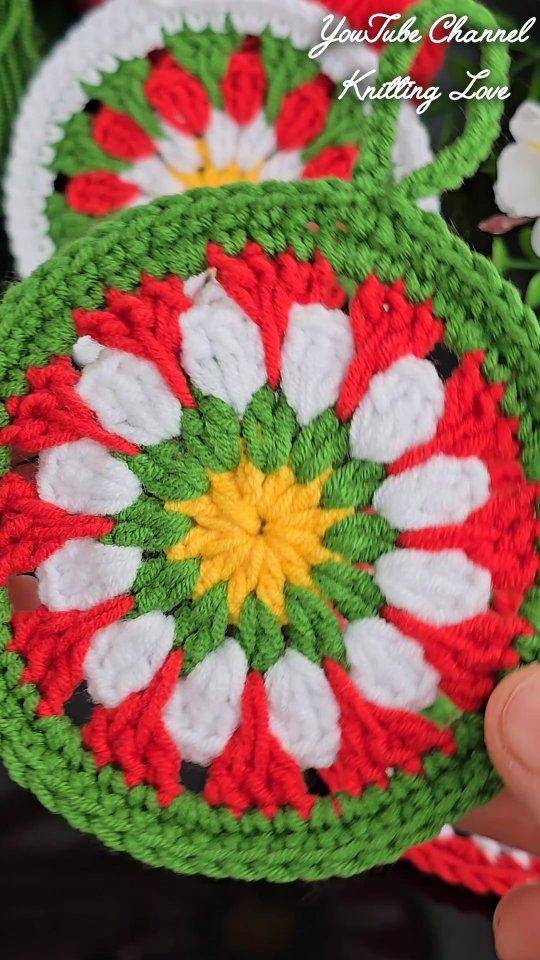 Festive Crochet Flower Coasters