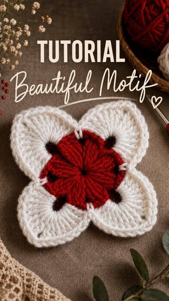 Festive Crochet Flower Motif