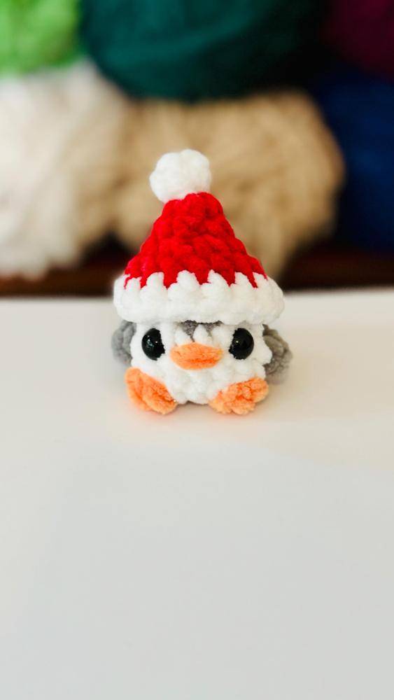 Festive Crochet Penguin with Santa Hat