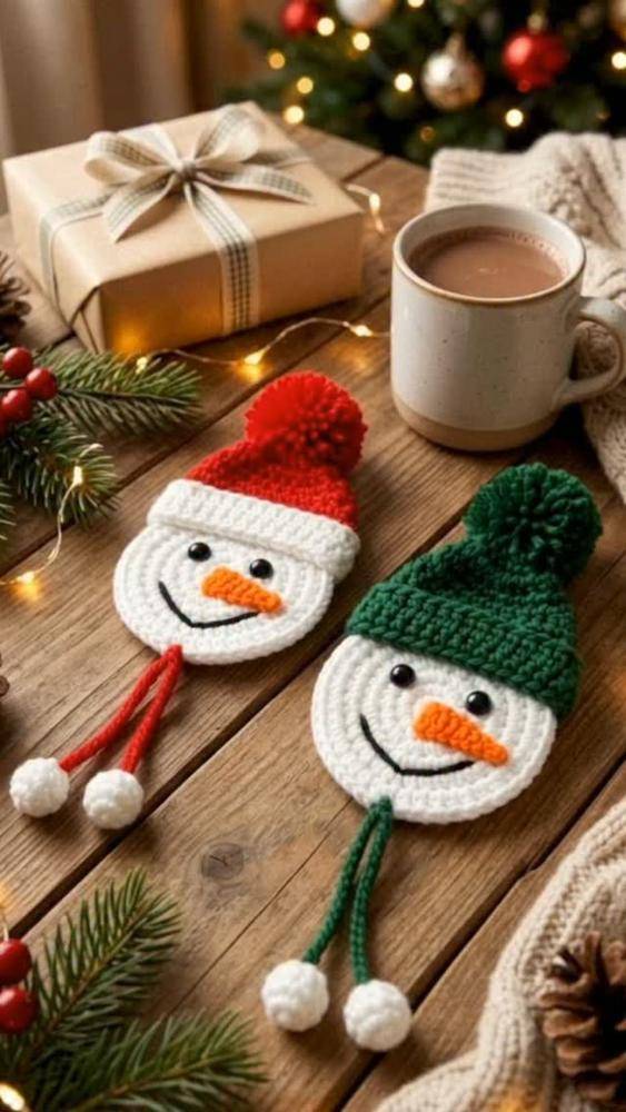 Festive Crochet Snowman Ornaments