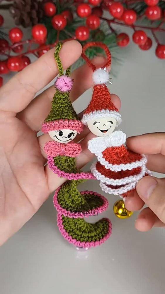 Festive Crochet Spiral Christmas Ornaments