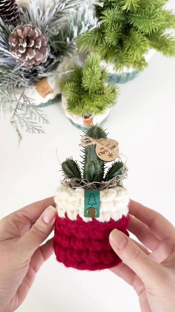 Festive Crocheted Cactus Christmas Ornament