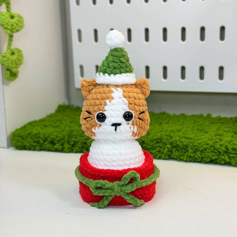 Festive Crocheted Cat Ornament