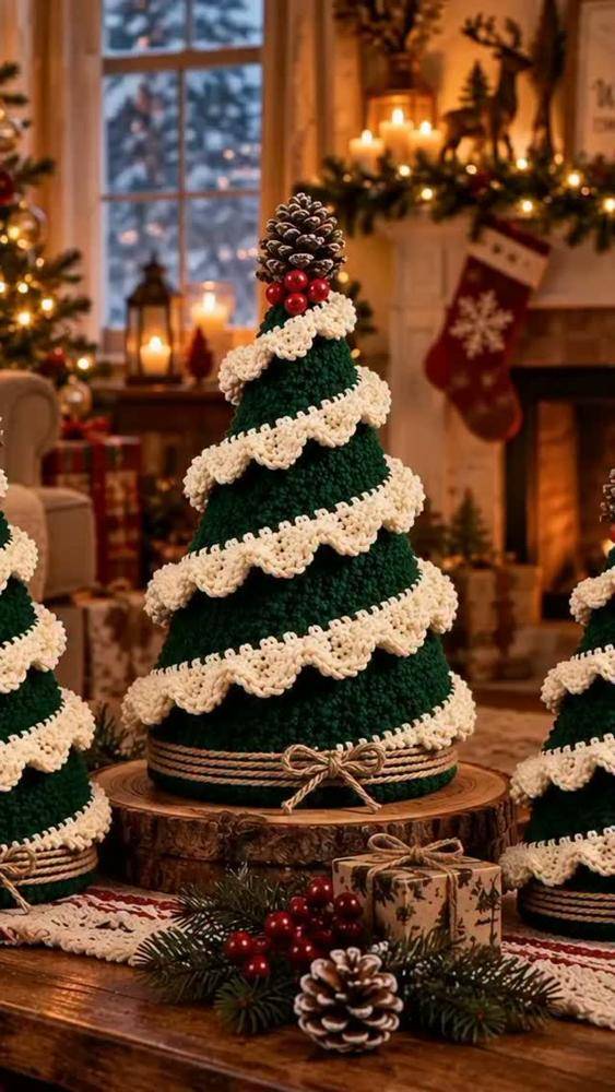 Festive Crocheted Christmas Tree Decor