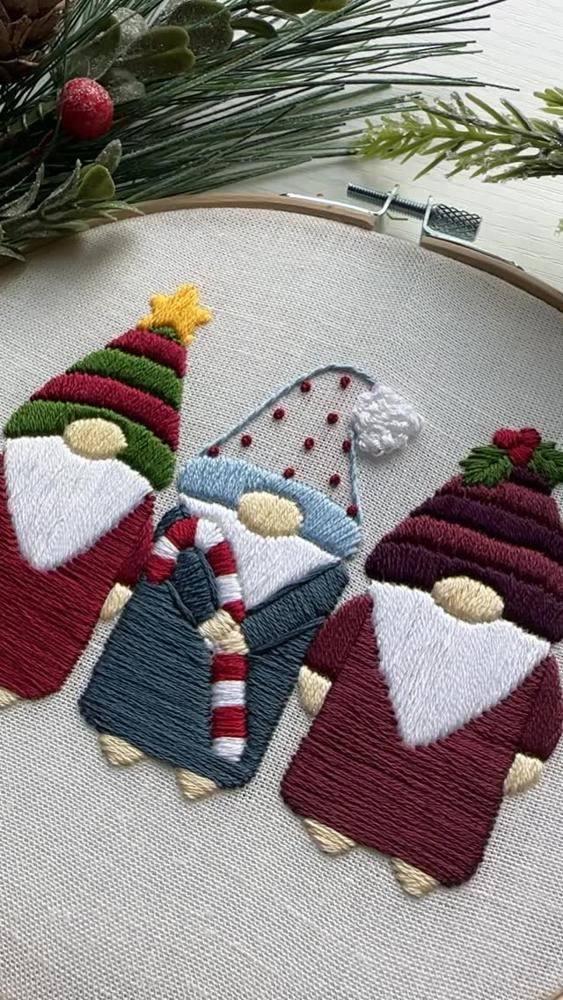 Festive Felt and Embroidery Christmas Gnomes