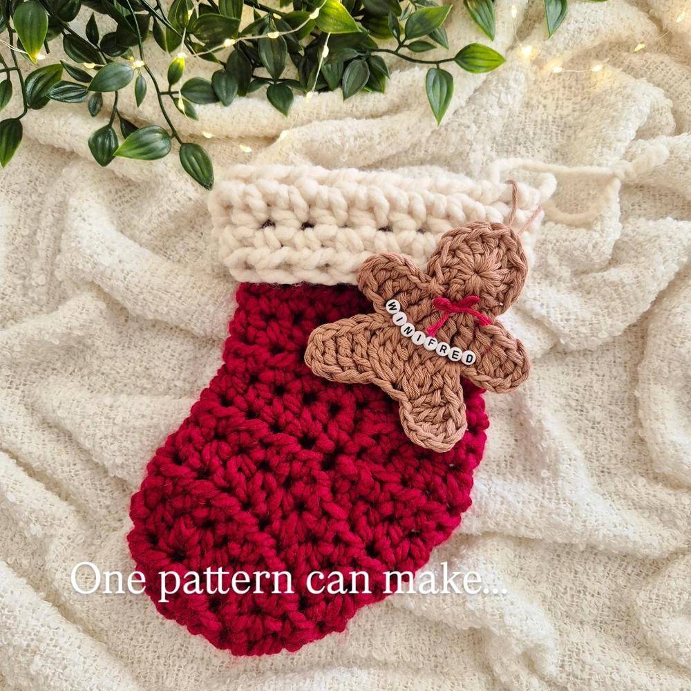 Festive Gingerbread Man Crochet Christmas Stocking