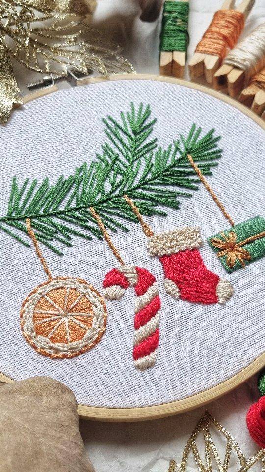 Festive Hand-Embroidered Christmas Ornaments