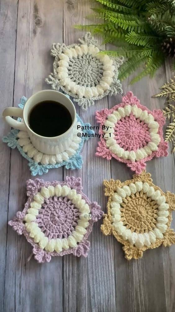 Festive Snowflake Crochet Coasters