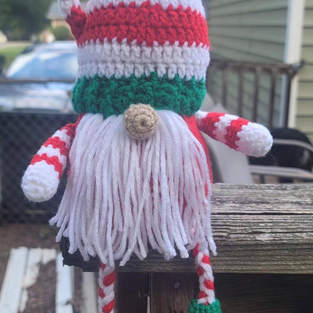 Festive Striped Crochet Christmas Gnome