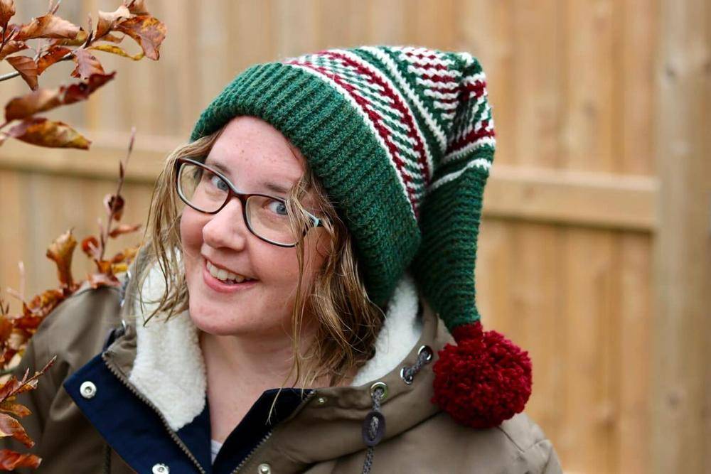 Festive Striped Crochet Elf Hat