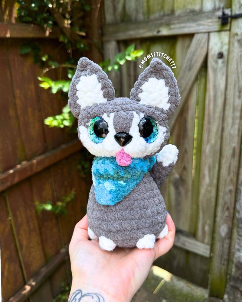 Fluffy Chenille Crochet Husky Amigurumi
