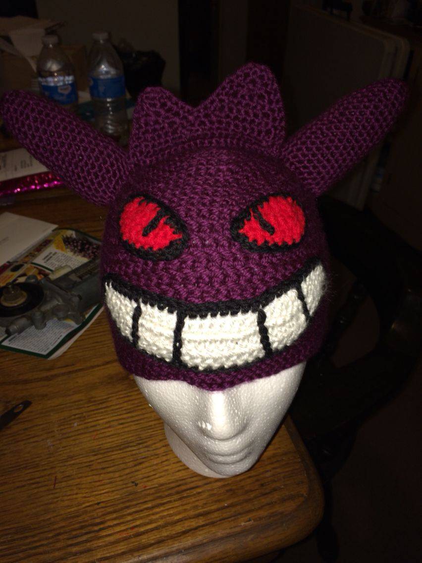 Gengar Pokemon Crochet Hat Project