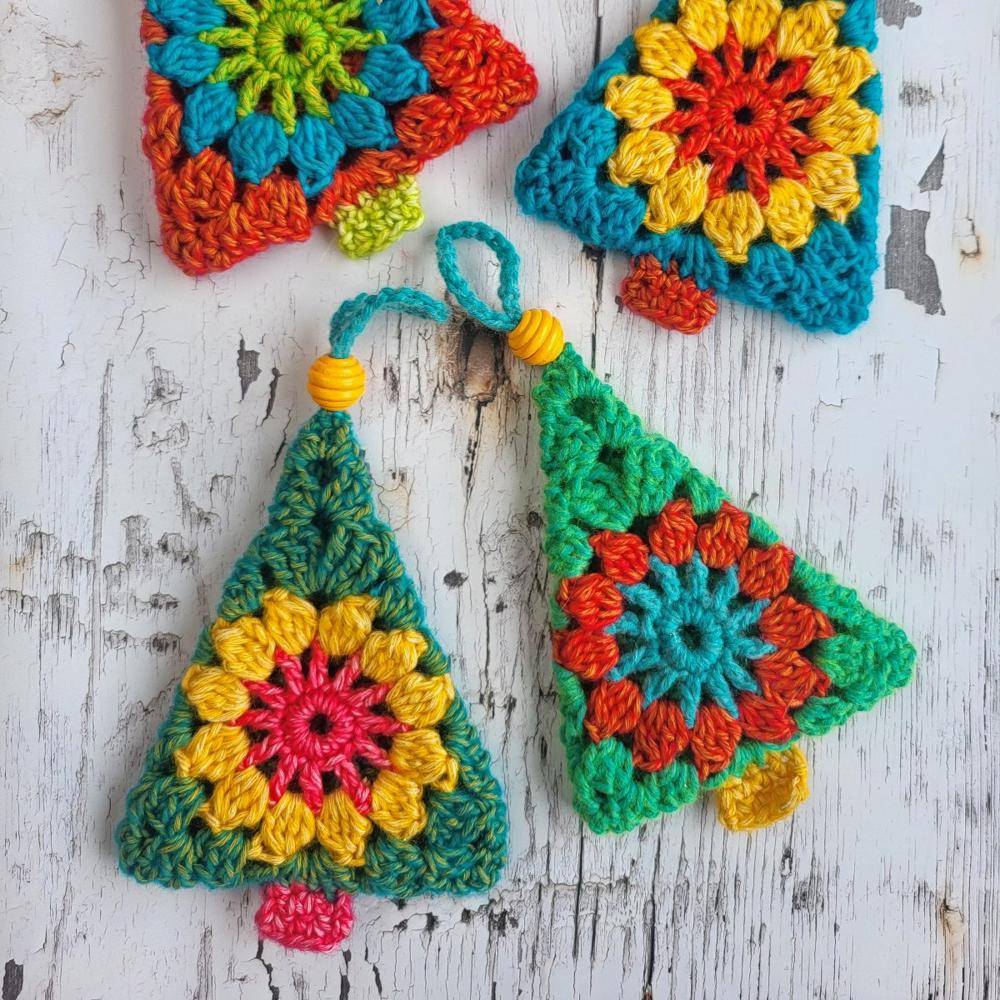 Granny Square Christmas Tree Ornaments