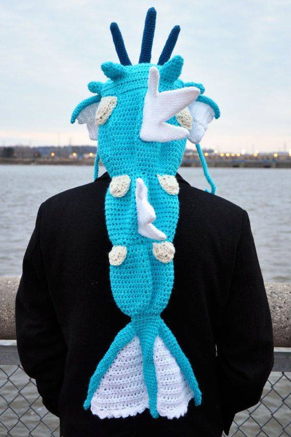 Gyarados Inspired Crochet Hat with Tail
