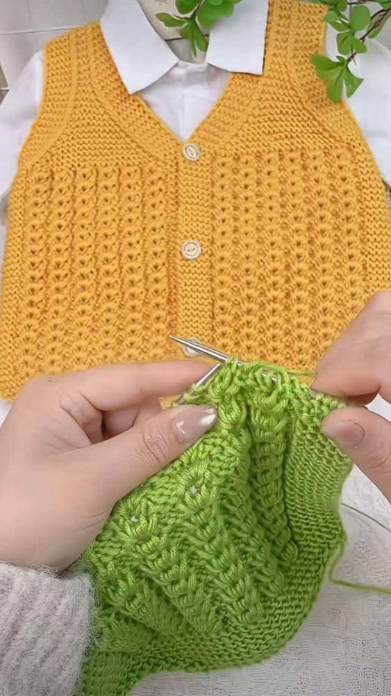 Knitted Baby Vest with Textured Stitch Pattern