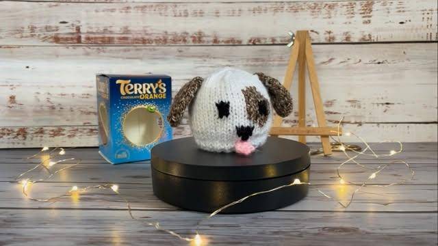 Knitted Chocolate Orange Dog Cover
