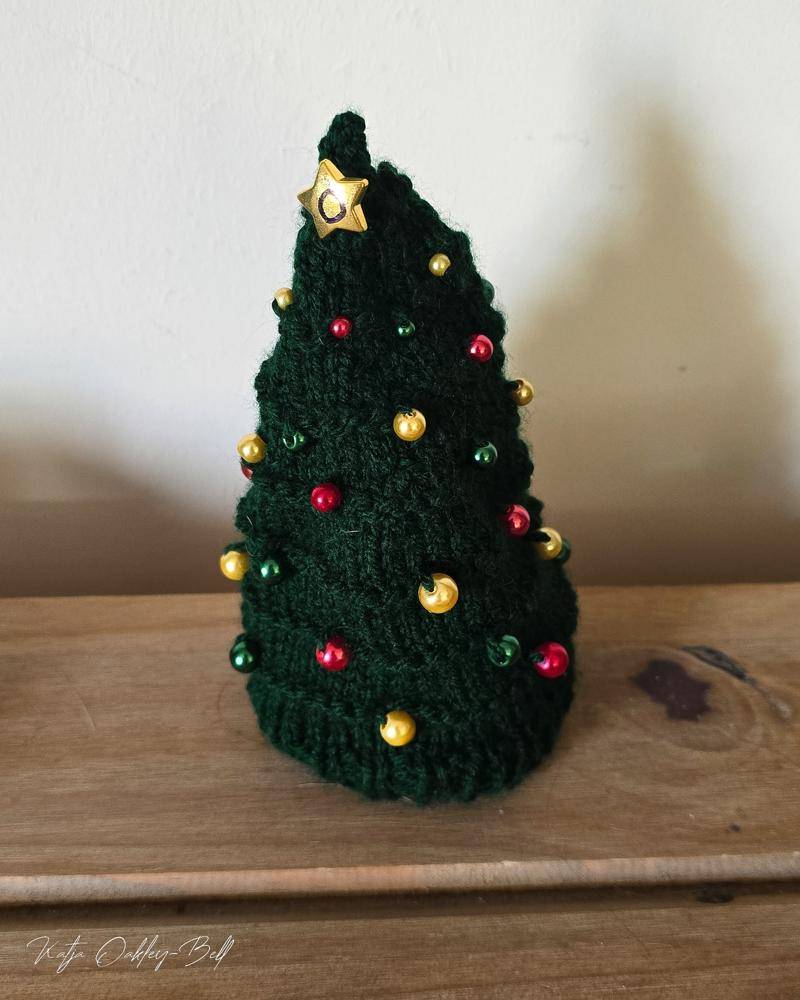 Knitted Christmas Tree Decoration with Baubles