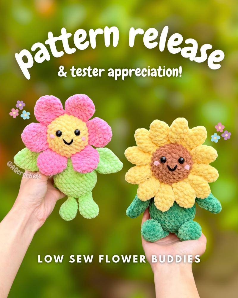 Low Sew Crochet Flower Buddies