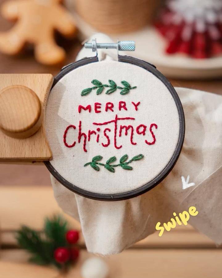 Merry Christmas Hoop Embroidery Decor
