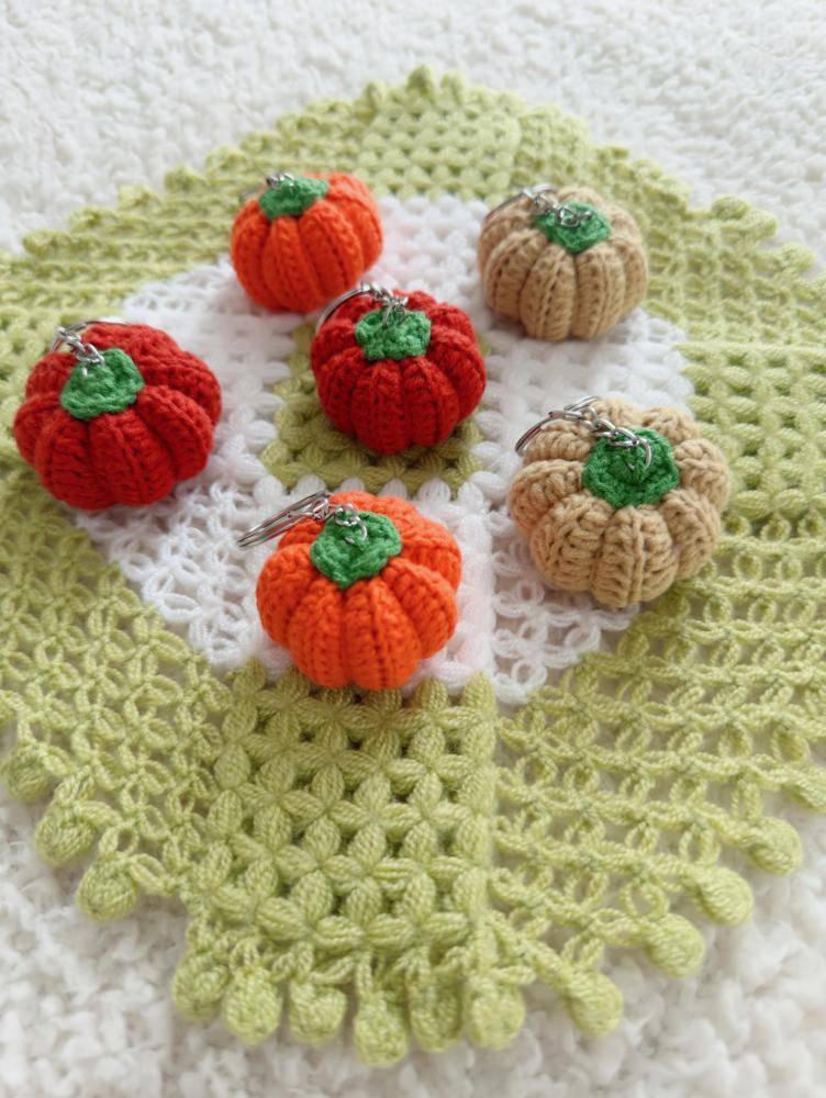 Miniature Crochet Pumpkins with Keychain Attachment