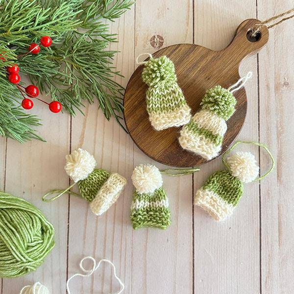 Miniature Knitted Christmas Hat Ornaments