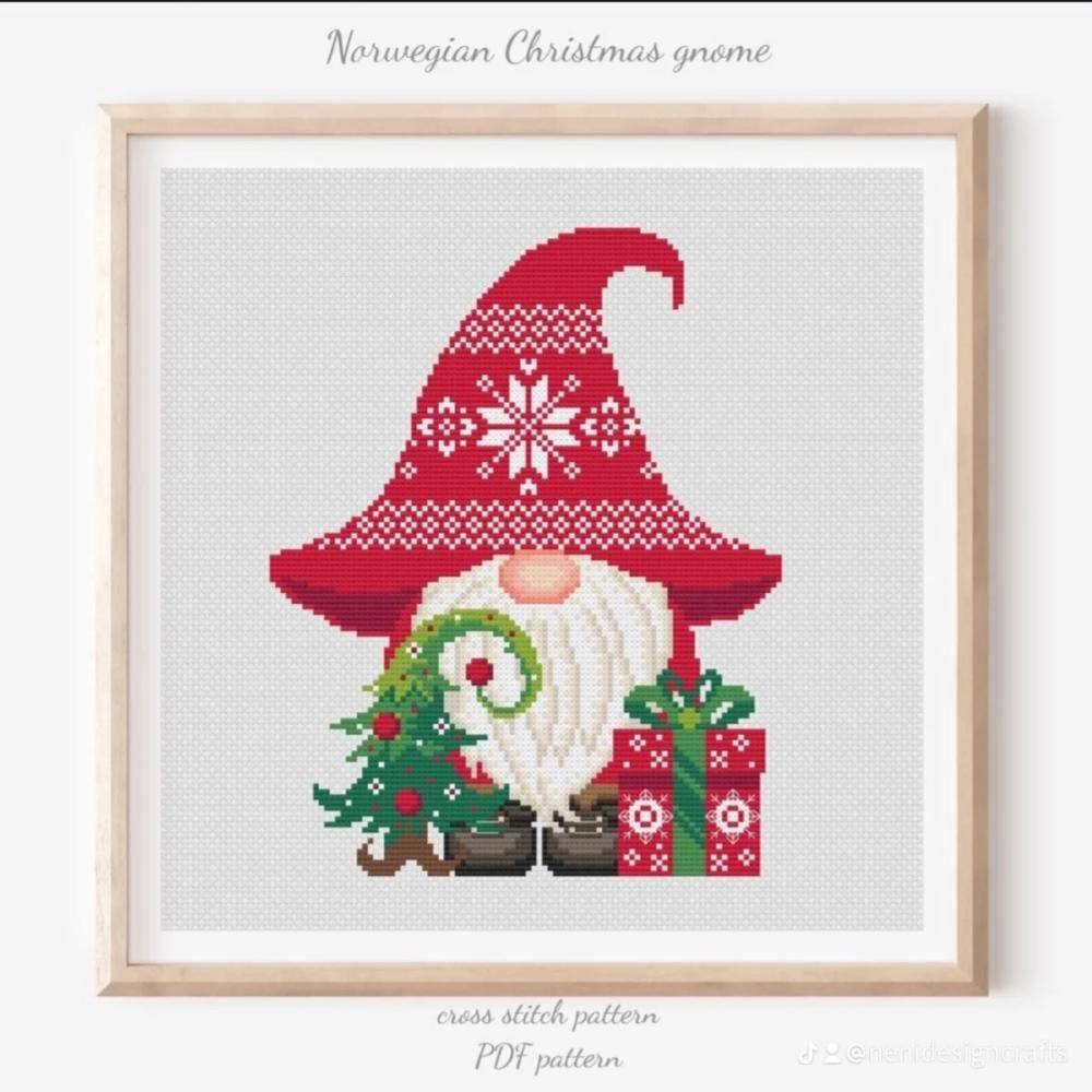 Norwegian Christmas Gnome Cross Stitch Pattern