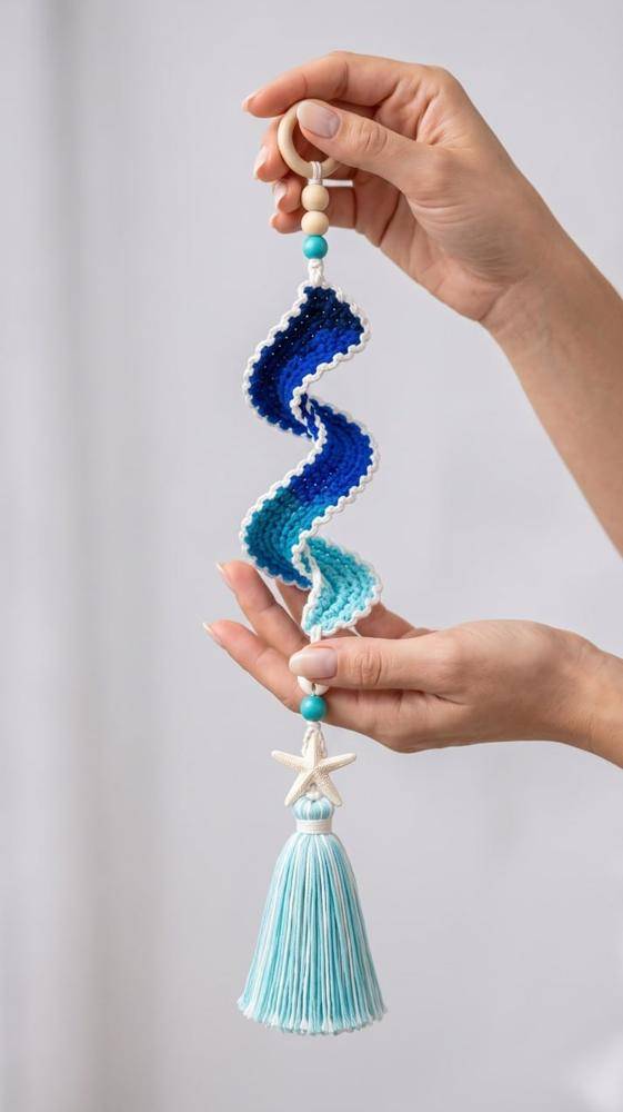 Ocean Wave Crochet Wind Spinner Decor