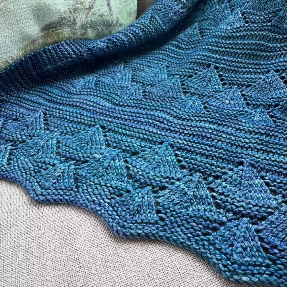 Oceanic Wave Knit Blanket