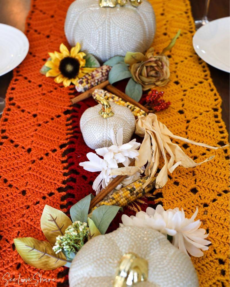 Ombre Crochet Table Runner with Lace Detail