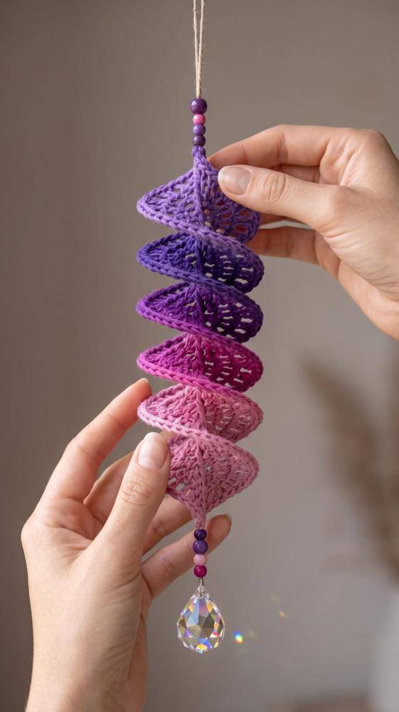 Ombre Spiral Crochet Hanging Decor