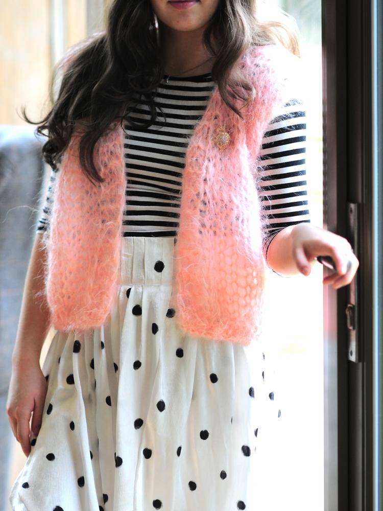Openwork Mohair Blend Knitted Vest Pattern