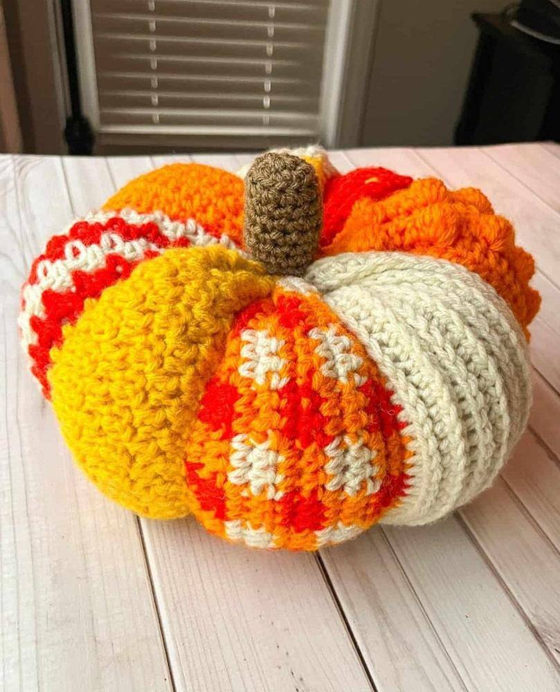 Patchwork Crochet Pumpkin Decor