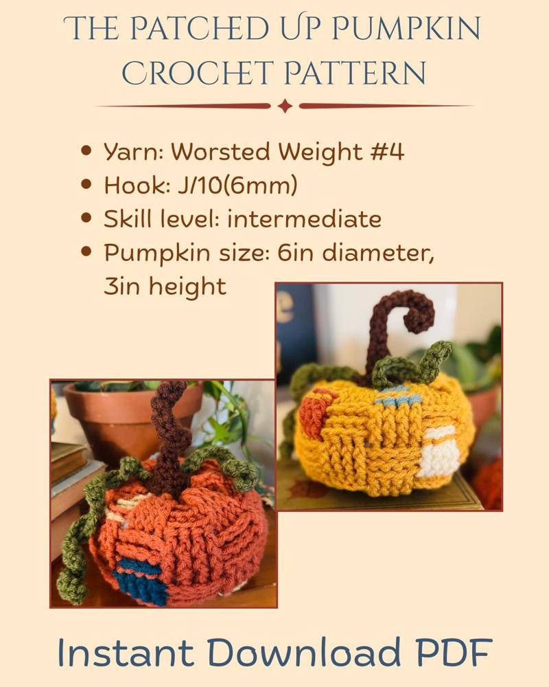 Patchwork Crochet Pumpkin Decoration