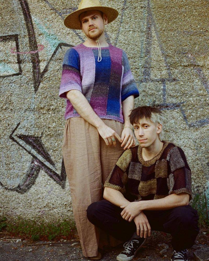 Patchwork Stripe and Checkerboard Knit Sweaters
