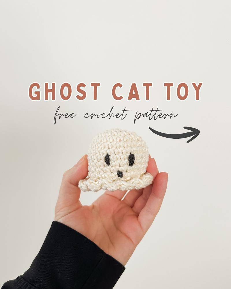 Playful Crochet Ghost Cat Toy