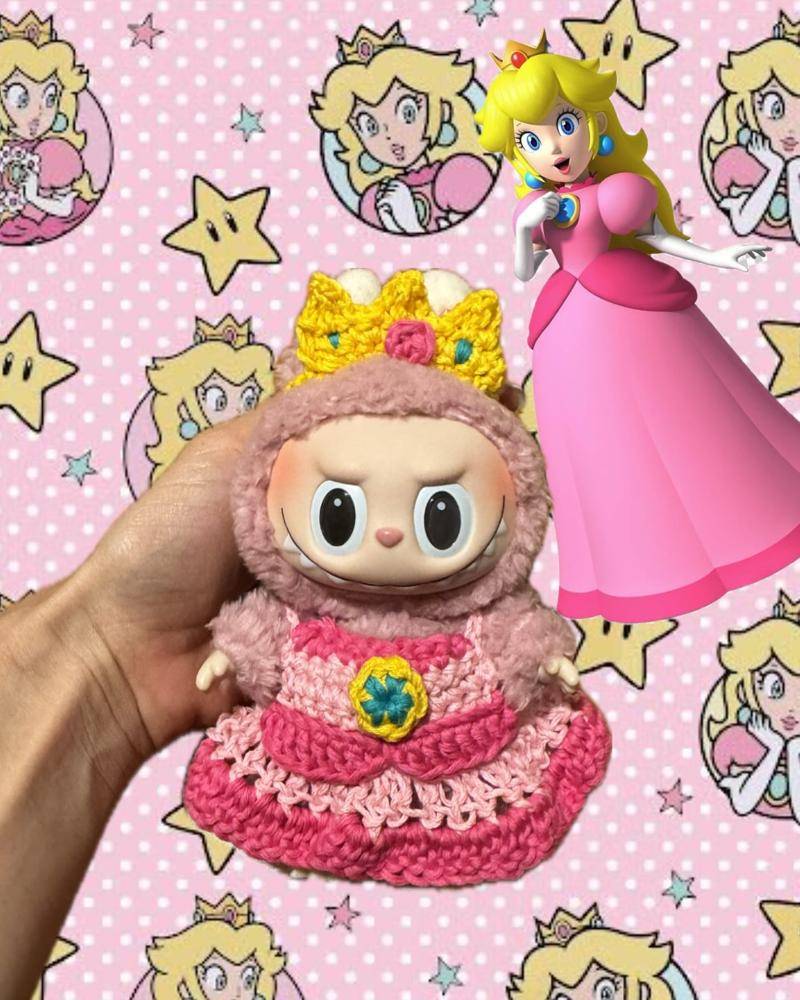 Princess Peach Inspired Crochet Doll Dress and Crown